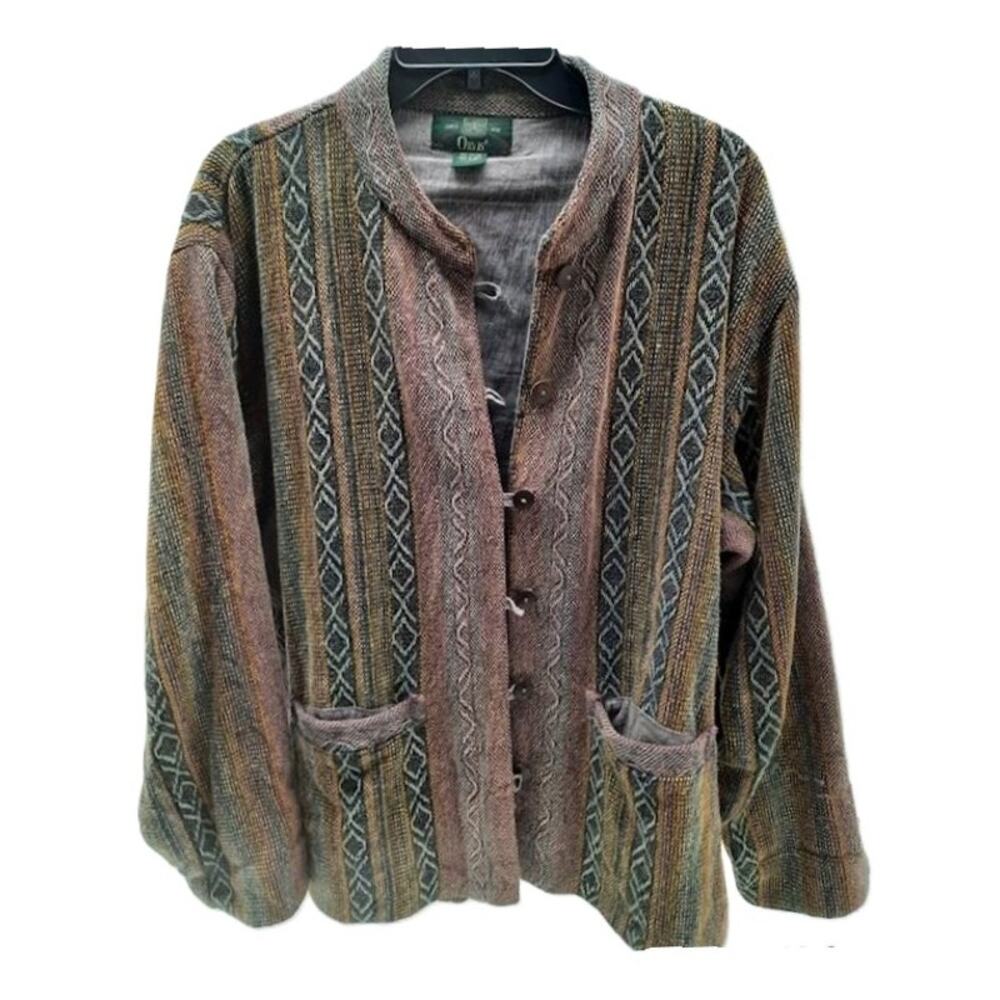 Orvis Indie Tweed Cotton Button Lined Blazer Jacket L Vintage - Picture 7 of 7